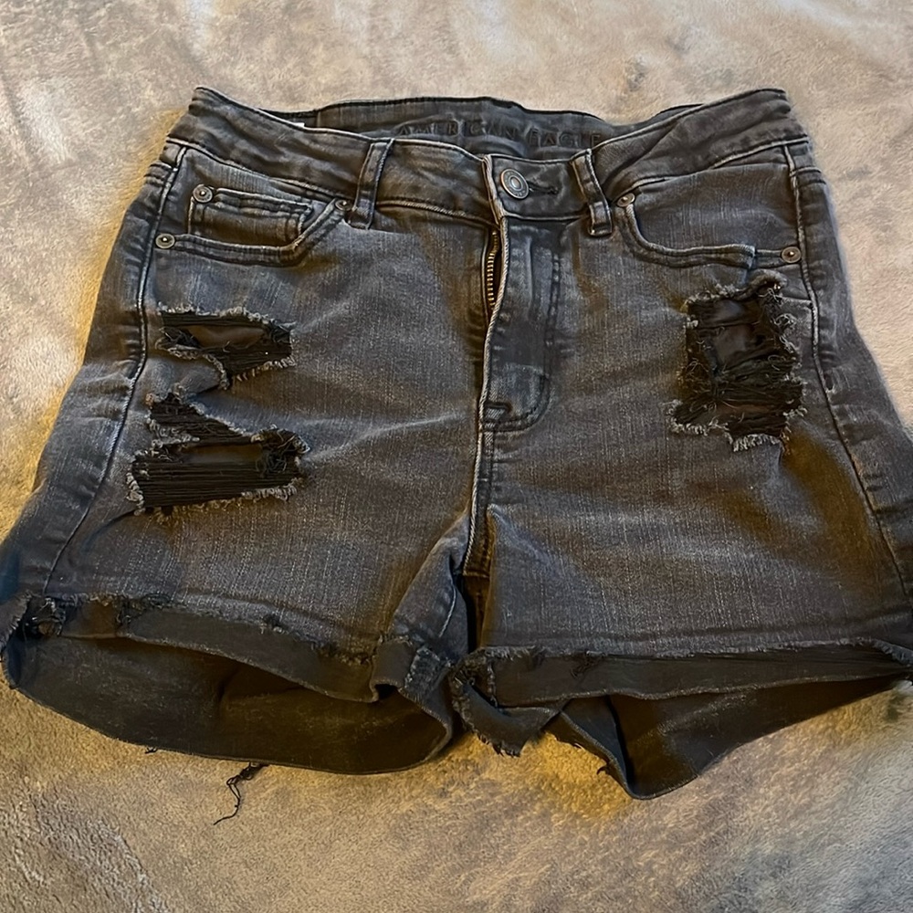American eagle black jean shorts size 4